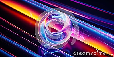 Abstract 3d render of light emitter glass with iridescent holographic neon vibrant gradient texture. Design element for banner Stock Photo