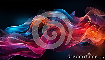 Abstract 3d render. Multicolored waves. Holographic shape in motion. Iridescent gradient digital art for banner Stock Photo