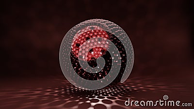 Abstract 3D render sci-fi sphere created with many small spheres in a beautiful environment and creating unique patterns Stock Photo