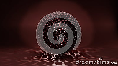 Abstract 3D render sci-fi sphere created with many small spheres in a beautiful environment and creating unique texture Stock Photo