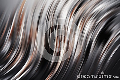 Abstract 3D rendering black and white with some brwon light swirl effect illustration texture wallpaper. Silver luxury swirl color Cartoon Illustration