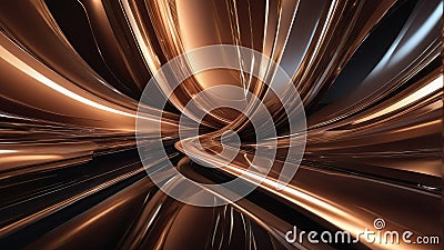 Abstract 3D rendering of a brown aurora, interweaving like silk against a backdrop of futuristic business technology, high gloss s Stock Photo
