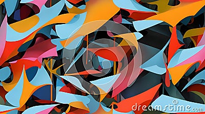 Abstract 3d rendering of chaotic colorful shapes. Futuristic background design Stock Photo