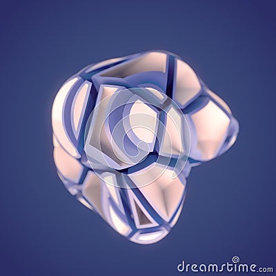 Abstract 3d render digital illustration of a crystal shape with a crack pattern Cartoon Illustration