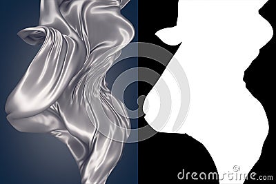 Abstract 3d rendering flowing silver cloth background Stock Photo