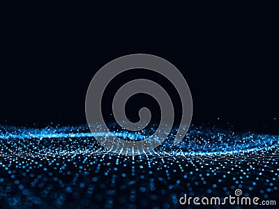 Abstract 3d rendering futuristic dots and lines. Vector Illustration