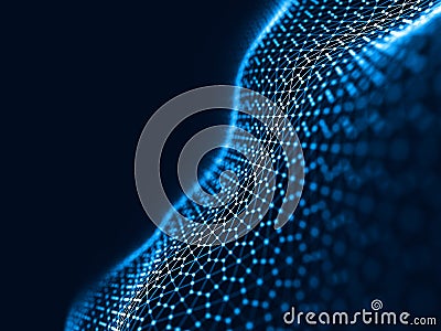 Abstract 3d rendering futuristic dots and lines Vector Illustration