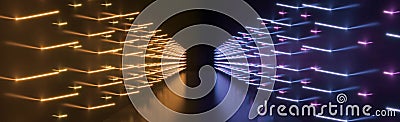 3D rendering Neon lights background. Bright neon lines background. Intelligence artificial. Abstract illustration. Connection stru Stock Photo