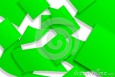 Abstract 3d rendering of green surface stickers. Background with a broken shape. Cartoon Illustration