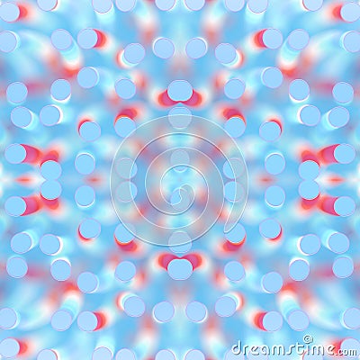 Abstract 3d rendering hypnotic digital illustration. Symmetrical pattern of a group of objects in bright neon Cartoon Illustration