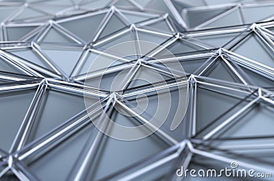 Abstract 3D Rendering of Low Poly Chrome Surface Stock Photo