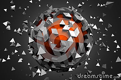 Abstract 3d rendering of low poly sphere with Stock Photo