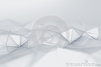 Abstract 3D Rendering of Low Poly White Surface Stock Photo