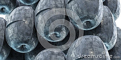 Abstract 3d rendering metal geometric shape structure with grunge industrial look and blue lighting Stock Photo