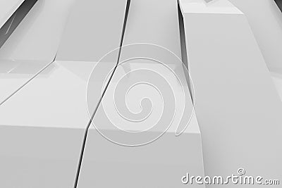 Abstract 3D rendering of white gloss plastic waves Cartoon Illustration