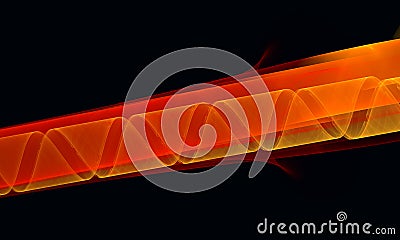 Abstract 3d representation of red hot orange golden light with snake line moving on fast speed in dark space. Stock Photo