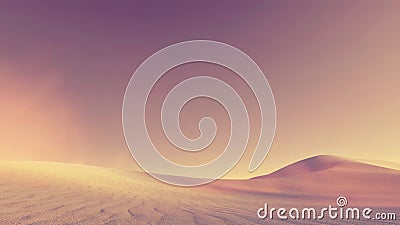 Abstract 3D sandy desert landscape with no people Cartoon Illustration