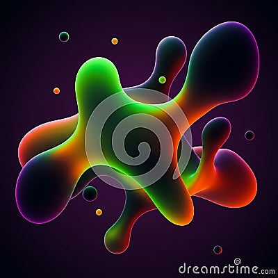Abstract 3D shape with smooth, organic contours resembling blobs or cells. Features Stock Photo
