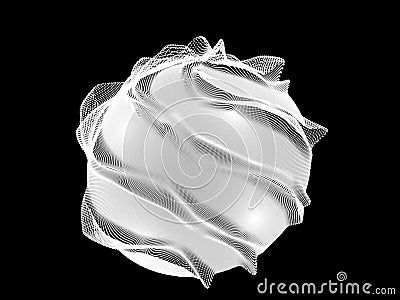 Abstract 3D sphere of noise points array. Grid vector illustration. Technology digital noise of data points. Vector Illustration