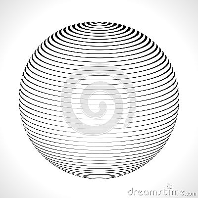 Abstract 3D Sphere with Stripes, lines. Vector illustration. Vector Illustration