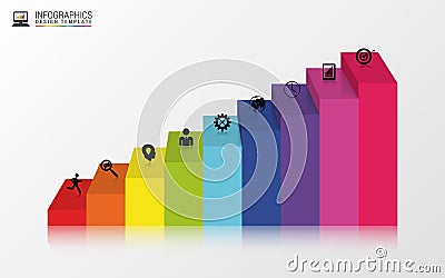 Abstract 3d stairs. Infographics or timeline design template. Vector Vector Illustration