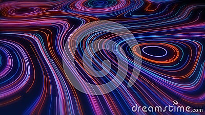 Abstract 3D View Red And Blue Glowing Artistic Flow Lines Background Stock Photo