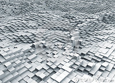 Abstract 3D white cubes topographic background. Stock Photo