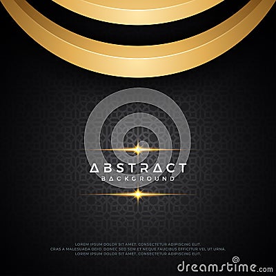 Abstract dark background design with golden arches and using modern geometric ornaments. Text can be replaced Vector Illustration