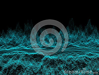 Abstract dark background with moving loop and flicker particles.Motion graphic Backdrop of ball dot Animation of seamless.Digital Cartoon Illustration