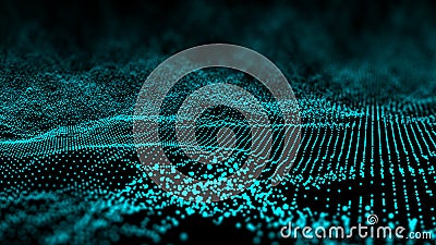 Abstract dark background with moving loop and flicker particles.Motion graphic Backdrop of ball dot Animation of seamless.Digital Cartoon Illustration