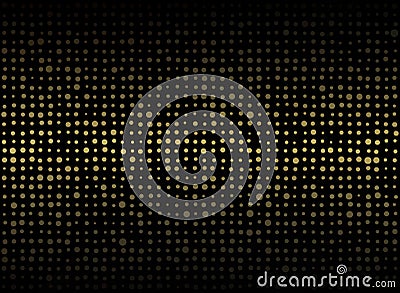 Abstract of dark background with small mix sized gold circle shape random pattern. Vector Illustration