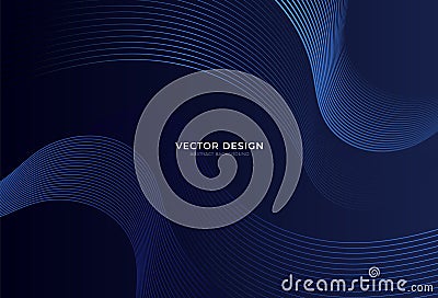 Abstract dark blue background vector. Modern wave lines graphic creative design. Line halftone pattern with gradient effect. Use Vector Illustration
