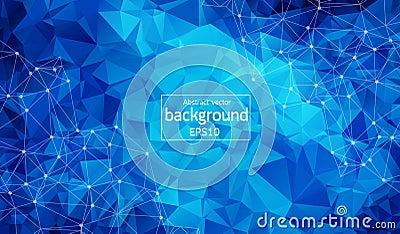 Abstract Dark blue Polygonal Space Background with Connecting Dots and Lines. Geometric Polygonal background molecule and communic Vector Illustration