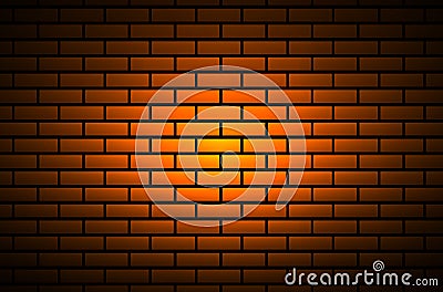 Abstract dark brick wall background illuminated by a spot Vector Illustration