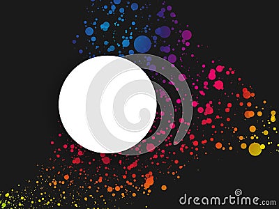 Abstract dark colorful dotted background with label Stock Photo