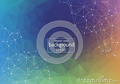 Abstract Dark colorful Geometric Polygonal background molecule and communication. Connected lines with dots. Concept of the scienc Vector Illustration