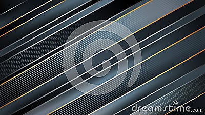 Abstract dark geometric background. Volume rich pattern. Light gray and black stripes with golden borders. Vector Illustration