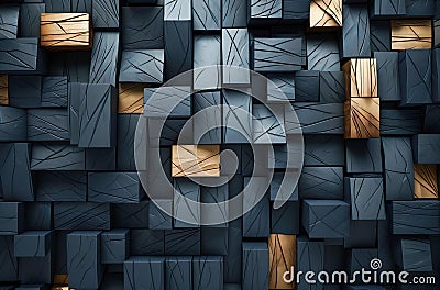 Abstract dark geometric luxurious noble gold black 3d textures Cartoon Illustration