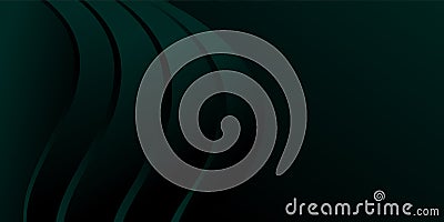 Abstract dark green gradient background waves and folds. 3D illustration Vector Illustration
