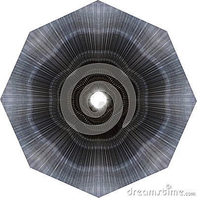 Abstract dark grey black octagon decorative object, centered abstract lines burst pattern Cartoon Illustration