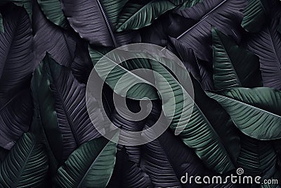 Abstract dark leaves for tropical leaf background. Generative AI Stock Photo