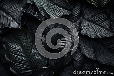 Abstract dark leaves for tropical leaf background. Generative AI Stock Photo