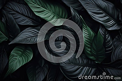 Abstract dark leaves for tropical leaf background. Generative AI Stock Photo