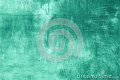 Abstract dark mint grunge texture with scratches, copy space. Banner. Trendy green and turquoise color. Concrete texture, stone Stock Photo