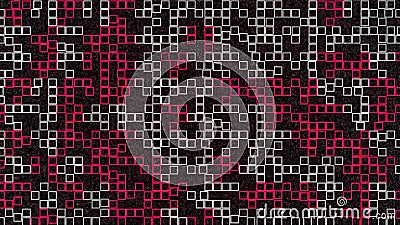 Abstract dark pink and white transforming surface of moving squares, seamless loop. Animation. Rows of square shaped Stock Photo