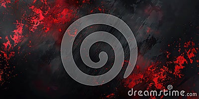 Abstract dark red and black texture with dynamic splashes and strokes creating a dramatic and intense composition. Stock Photo
