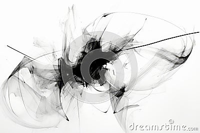 Abstract dark scribbles isolated on white background, creating a unique artistic composition Stock Photo