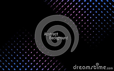 Abstract dark stylish background. Blue and purple backdrop. Color dotted lines on black background. Vector illustration Vector Illustration