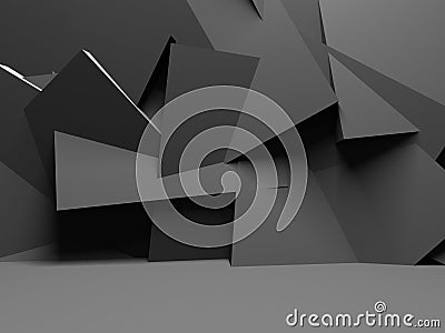 Abstract Dark Wall With Chaotic Polygonal Relief Background Stock Photo