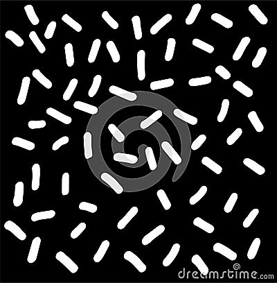 Abstract dash vector pattern, Memphis style background with small doses, retro black and white texture hand-drawn. the white lines Vector Illustration